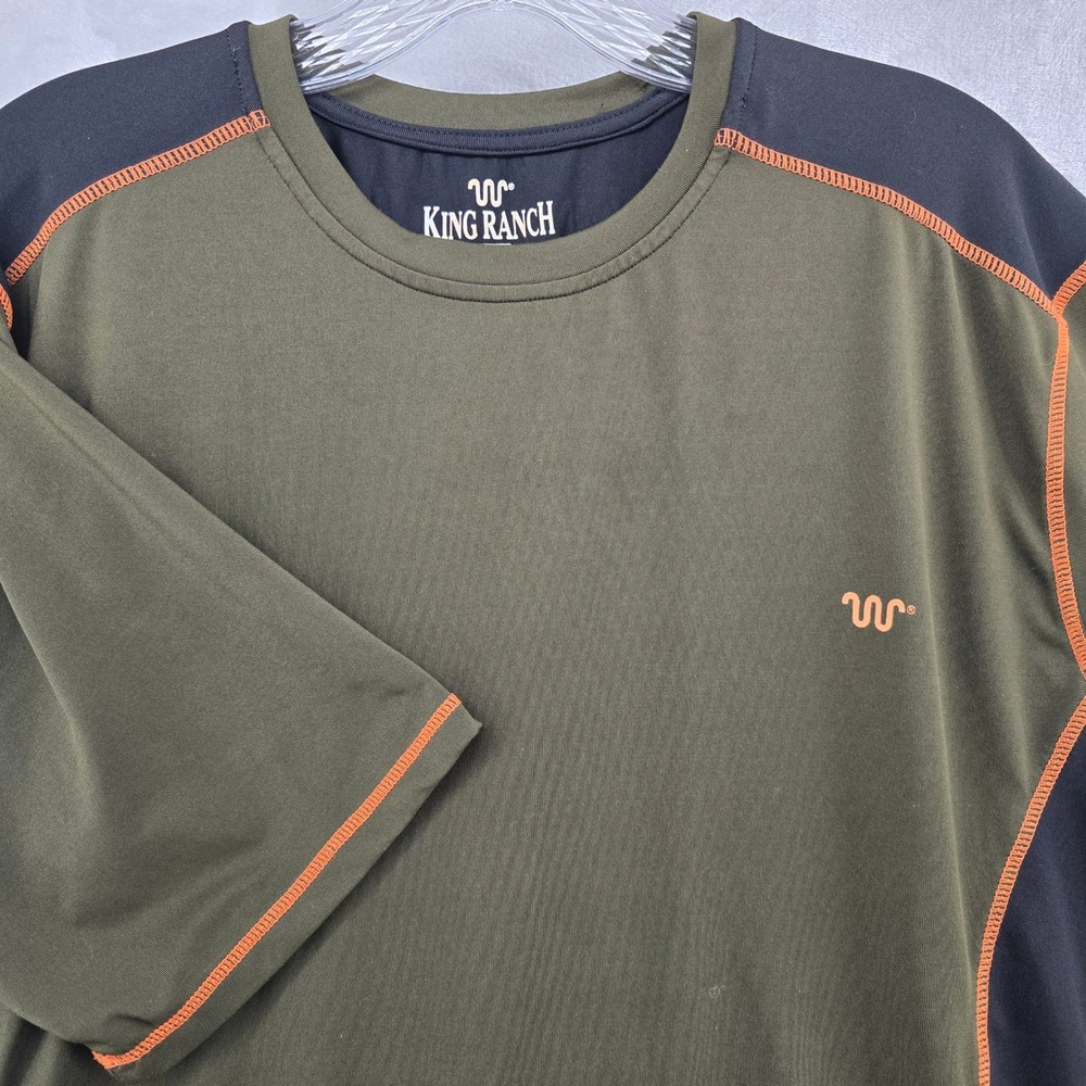 King Ranch Performance T-Shirt Mens Large Green Black Contrast Stitch Stretch